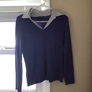 Purple long sleeve sweater with collar size small